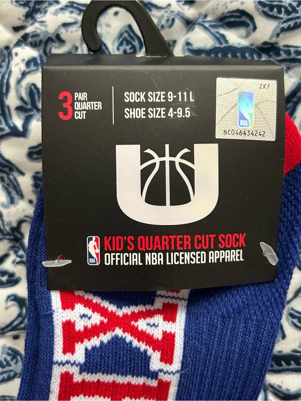 2 3 Packs Philadelphia Sixers 76ers Kids Quarter Cut Socks Shoe Size 4-9.5 New